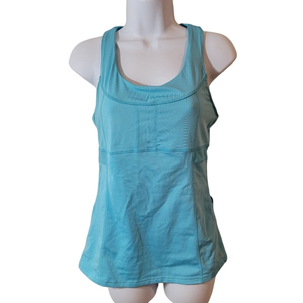 Athleta PR Tennis Racerback Support Tank Bright Blue/Yellow Size Small Tall